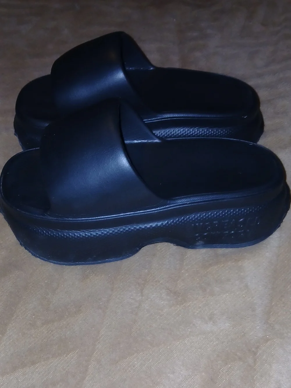 Womens Black Platform Slide Sandals Lightweight Unbranded Sz: 39, 8